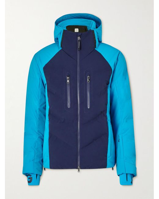Bogner Blue Felias Two-tone Quilted Hooded Down Ski Jacket for men