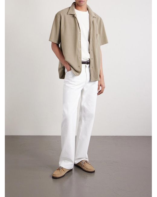 Les Tien Natural Camp-collar Garment-dyed Structured Piqué-jersey Cuban Shirt for men
