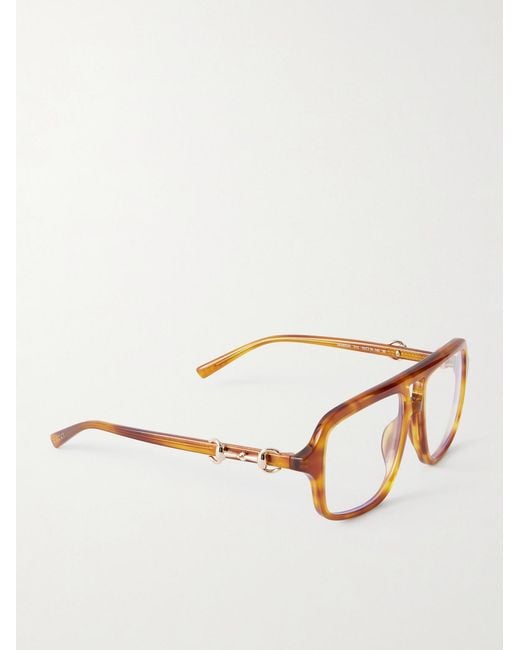 Gucci Brown Aviator-Style Horsebit-Embellished Tortoiseshell Acetate Glasses for men