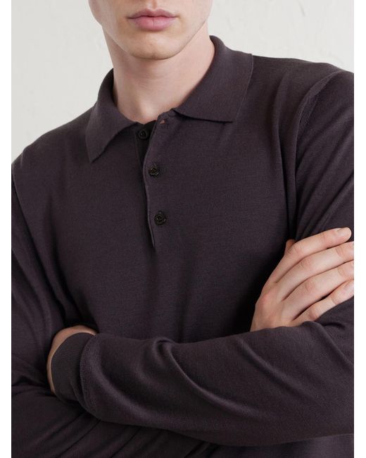 Canali Blue Wool Polo Shirt for men