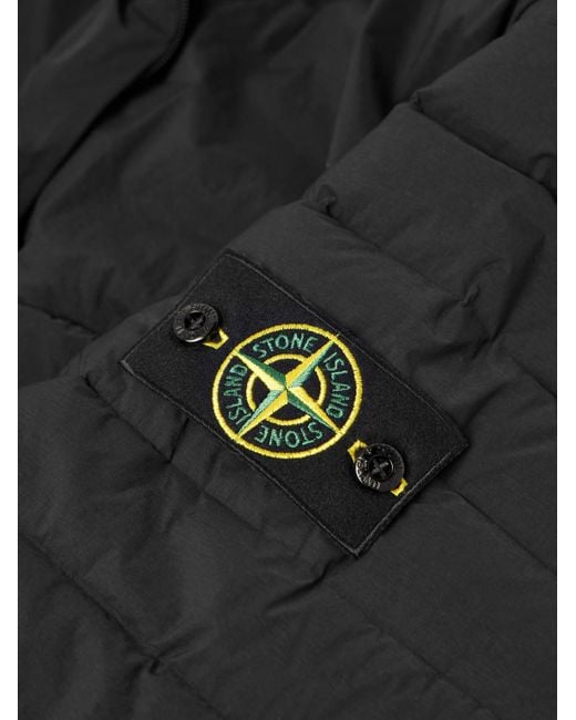 Stone Island Daunenjacke aus gestepptem Shell mit kurzem Reißverschluss und Logodetail in Black für Herren