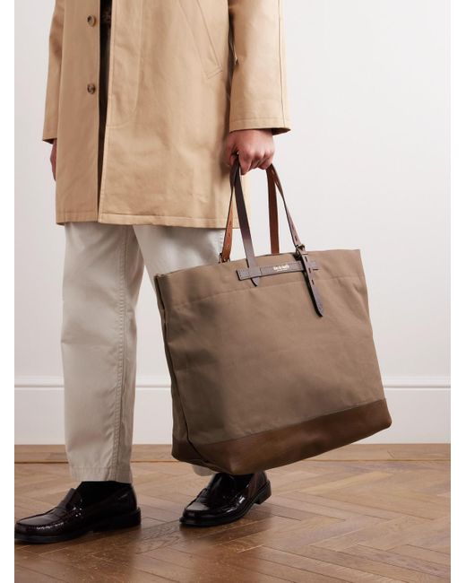 Bleu De Chauffe Brown Zinnia Large Leather-trimmed Canvas Tote Bag for men