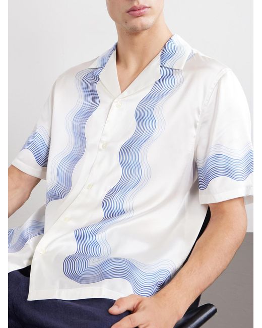 Frescobol Carioca Blue Roberto Silk Shirt for men