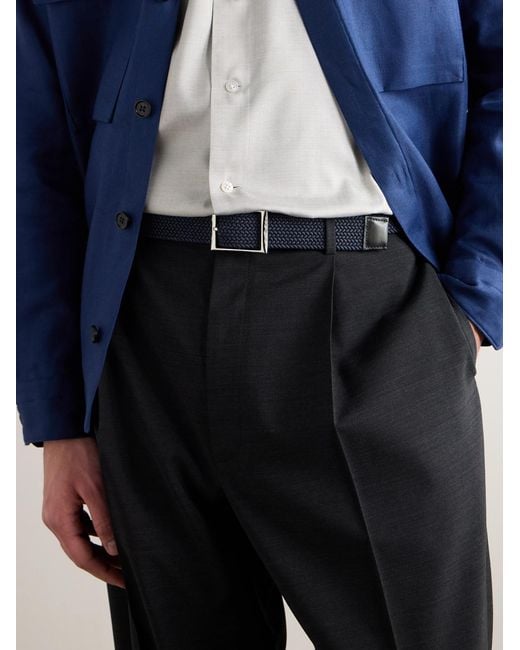 Berluti Blue 3.5Cm Leather-Trimmed Braided Woven Belt for men