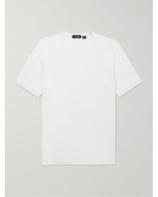 T-shirt in lino stretch Zanone di Incotex in White da Uomo