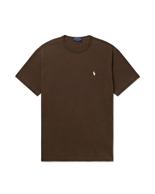 Polo Ralph Lauren Brown Logo-Embroidered Cotton-Jersey T-Shirt for men
