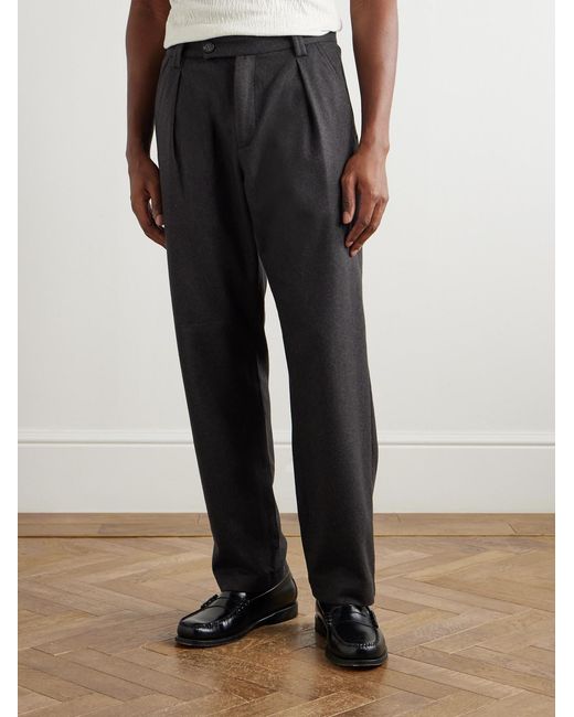A.P.C. Gray Renato Straight-Leg Pleated Wool-Blend Trousers for men