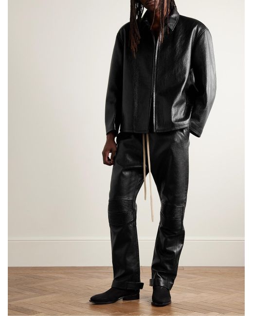 Fear Of God Black Full-grain Leather Jacket for men