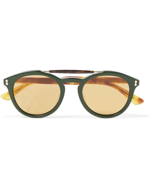 Gucci Green Round-frame Acetate Sunglasses for men