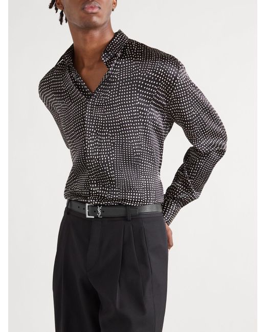 Saint Laurent Black 3cm Full-grain Leather Belt for men