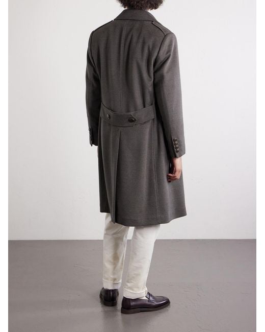 Brunello Cucinelli Gray Virgin Wool Double-Breasted Coat for men