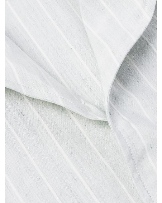 Camicia in misto lino e seta a righe con colletto aperto Andre di Loro Piana in White da Uomo