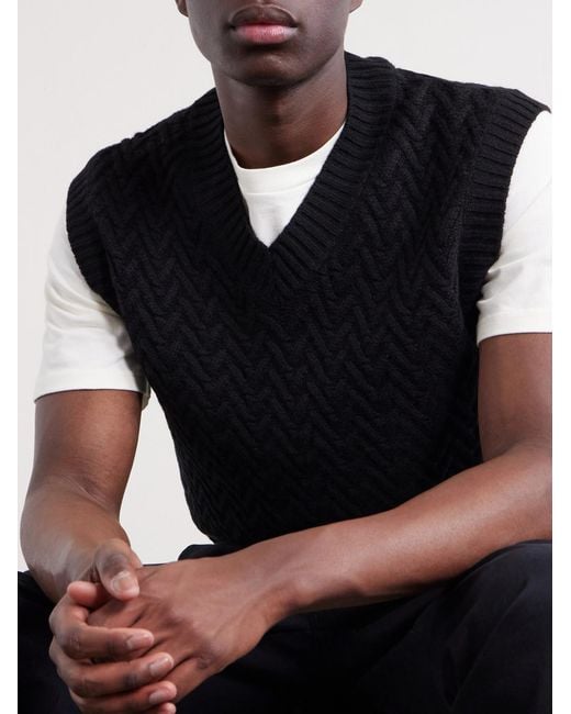 Mr P. Black Wool And Cashmere-Blend Sweater Vest for men