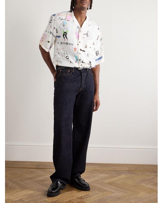 Wacko Maria Gray Type-10 Convertible-collar Printed Matte-satin Twill Shirt for men
