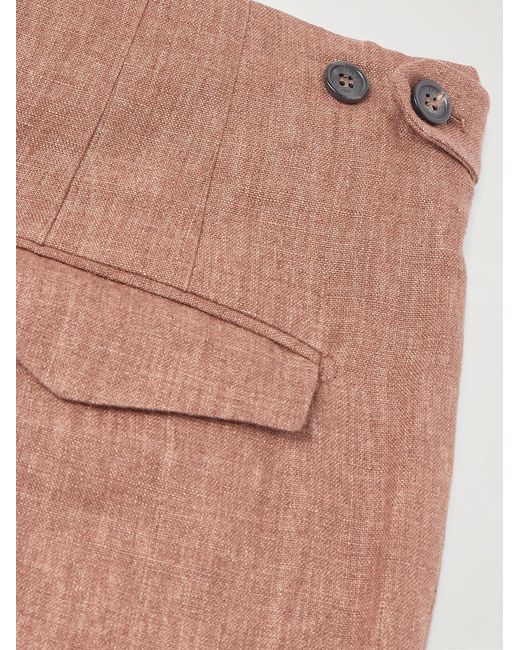 Slowear Brown Venezia 1951 Slim-Fit Tapered Pleated Linen Suit Trousers for men