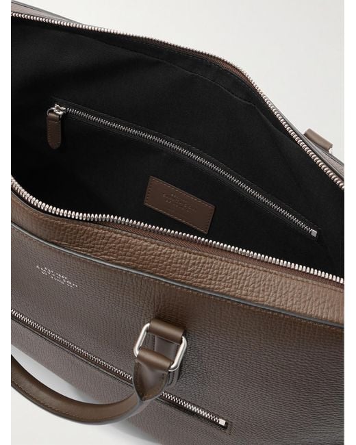 Smythson Brown Full-Grain Leather Briefcase for men