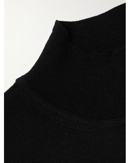 Merino Wool Mock-Neck Sweater di Mr P. in Black da Uomo