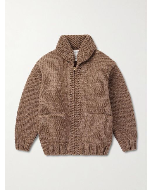 Shawl-Collar Wool And Cashmere-Blend Cardigan di Visvim in Brown da Uomo