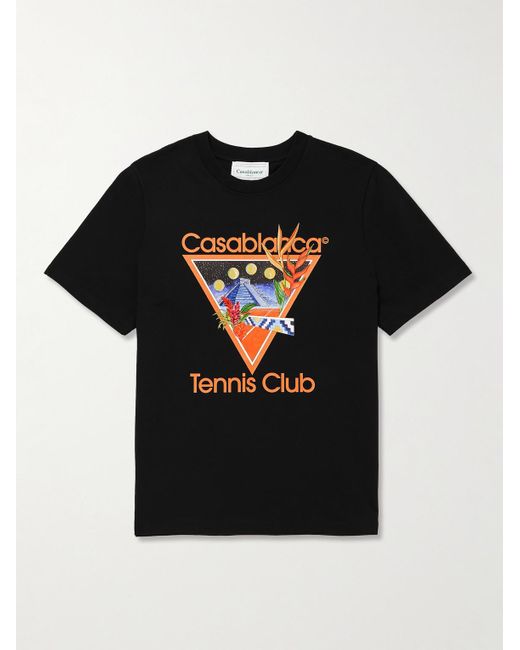 Casablancabrand Black Tennis Club Icon T-shirt for men