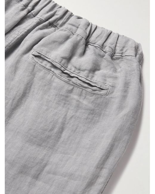 Massimo Alba Gray Key West Straight-leg Pleated Linen Drawstring Trousers for men