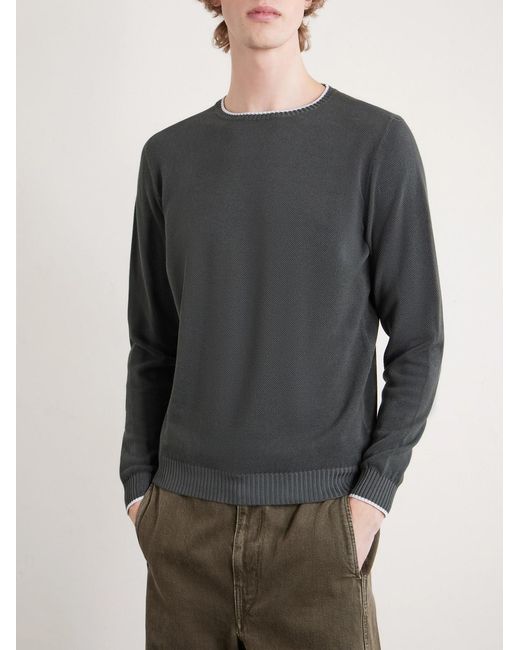 Fedeli Gray Cotton Sweater for men