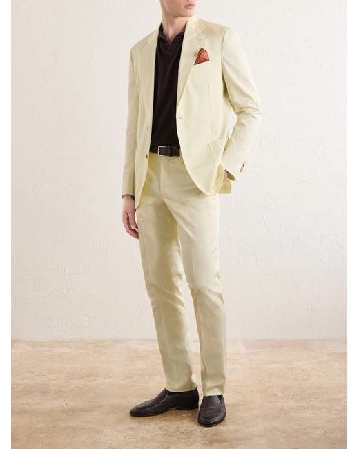 De Petrillo Natural Tapered Cotton-Twill Suit Trousers for men
