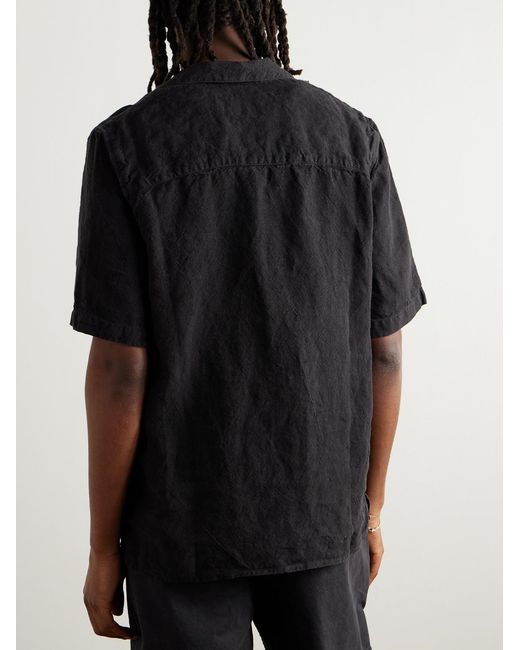 A Kind Of Guise Blue Convertible-collar Linen Shirt for men