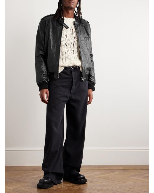Isabel Marant Black Codaho Crinkled-Leather Bomber Jacket for men