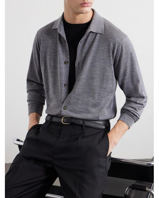 Lardini Gray Virgin Wool Polo Shirt for men