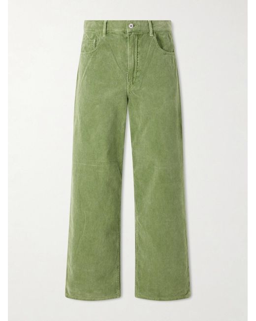 Auralee Green Wide-leg Corduroy Cotton for men