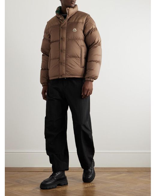 Moncler Brown Reversible Convertible Canvas-Trimmed Quilted Shell Down Jacket for men