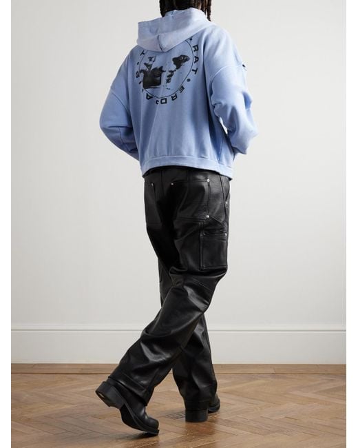 Enfants Riches Deprimes Blue Printed Distressed Cotton-Jersey Zip-Up Hoodie for men