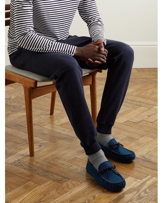 Mr P. Blue Recycled-Felt Slippers for men