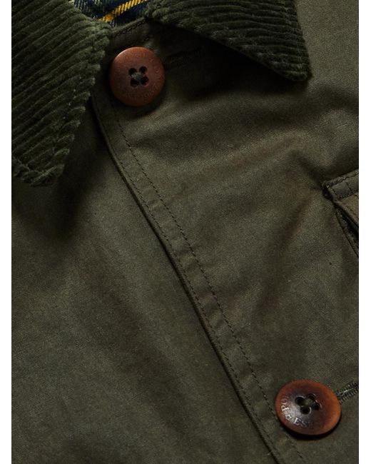 Polo Ralph Lauren Green Polo Country Corduroy And Leather-Trimmed Waxed Cotton-Canvas Field Jacket for men