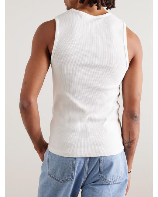 Amomento White Slim-fit Ribbed Stretch-jersey Tank Top for men