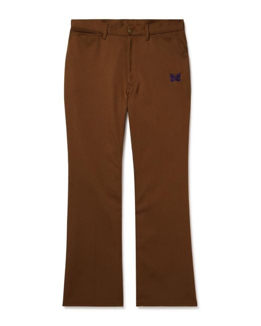 Needles Brown Slim-fit Bootcut Logo-embroidered Twill Trousers for men