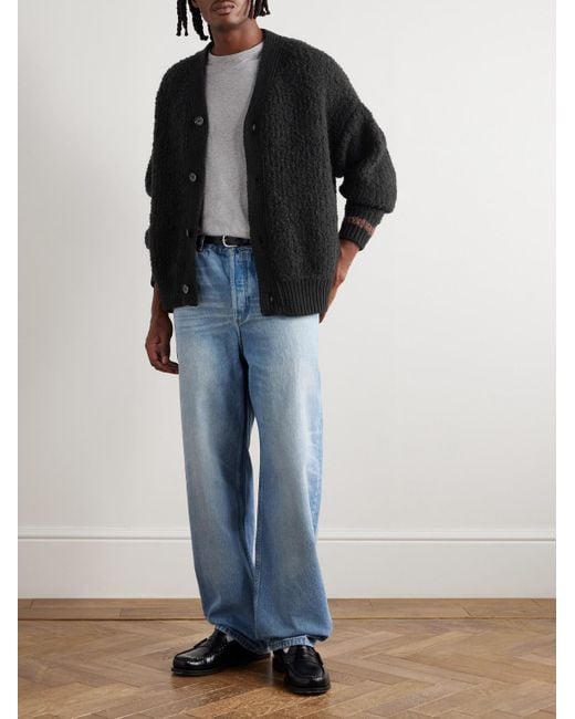 A Kind Of Guise Black Ribbed-Knit Virgin Wool-Blend Cardigan for men