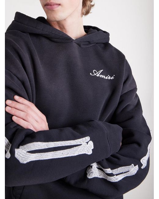 Amiri Blue Bones Logo-embroidered Cotton-jersey Hoodie for men