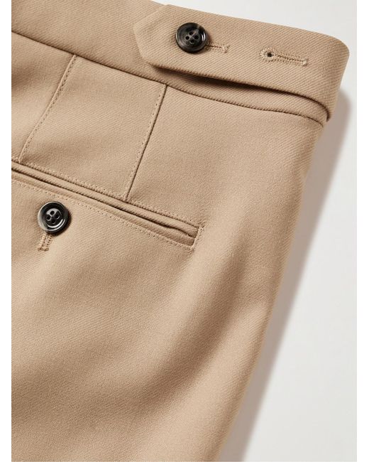 AMI Natural Wide-Leg Pleated Virgin Wool-Gabardine Trousers for men