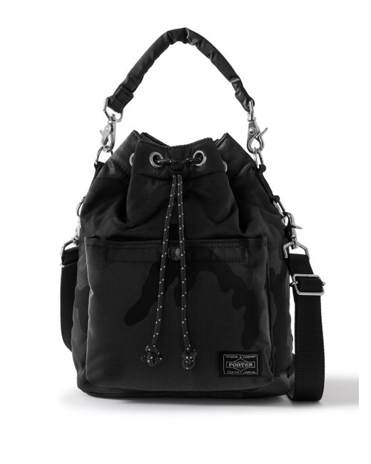 Porter-Yoshida and Co Black Balloon Sac Camouflage-Print Nylon-Twill Bucket Bag for men
