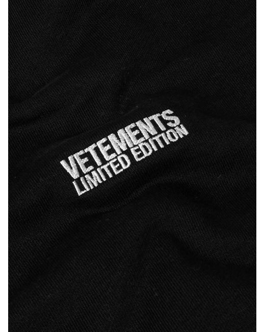 Vetements Black Logo-embroidered Cotton-blend Jersey Sweatshirt for men