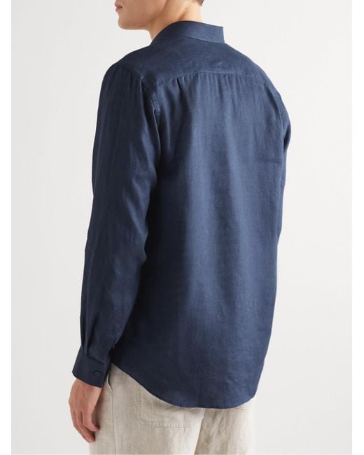 Vilebrequin Blue Caroubis Linen Shirt for men