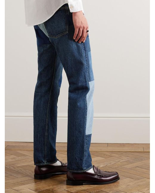 Orslow 105 gerade geschnittene Jeans aus Selvedge Denim in Patchwork-Optik in Blue für Herren