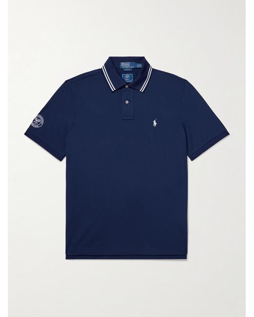 Polo Ralph Lauren Blue Wimbledon Logo-embroidered Cotton-blend Piqué Polo Shirt for men