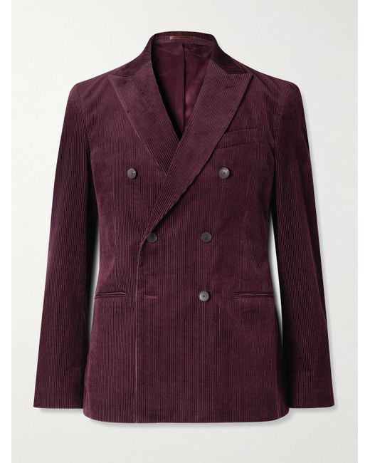 Mr P. Purple Slim-Fit Double-Breasted Cotton And Cashmere-Blend Corduroy Tuxedo Jacket for men