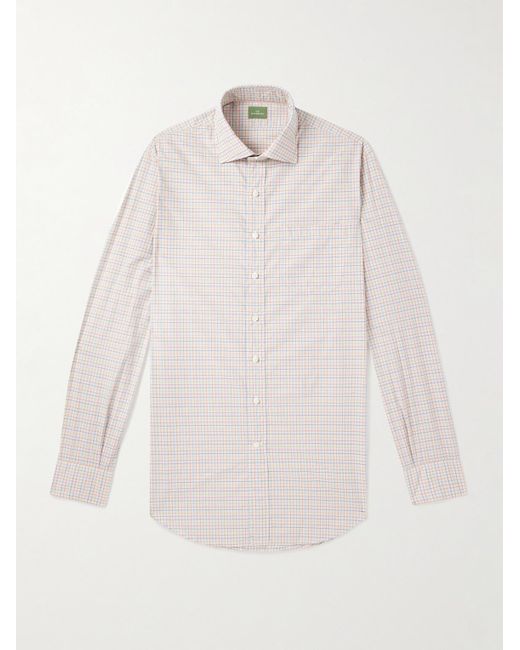 Checked Cotton-Tattersall Shirt di Sid Mashburn in White da Uomo