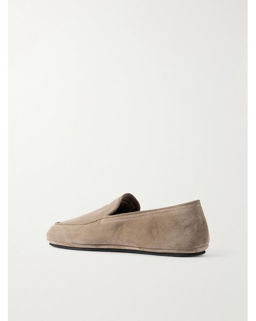 John Lobb White Kingstone Suede Slippers for men
