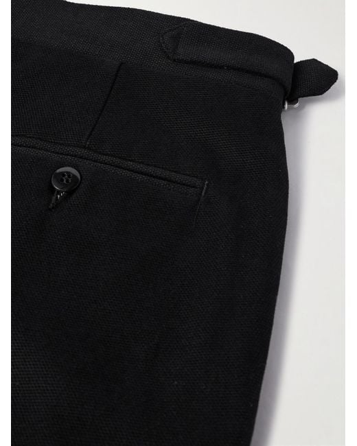 STÒFFA Black Tapered Pleated Cotton-canvas Trousers for men