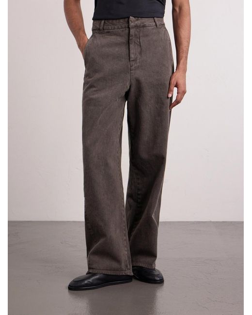 Amomento Brown Garment Dyed Wide-Leg Jeans for men
