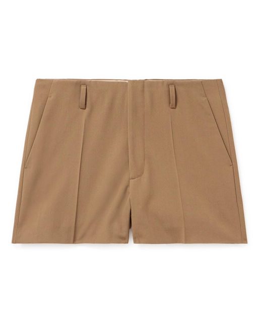 Dries Van Noten Brown Pleated Twill Shorts for men